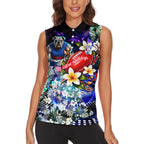 Personalized Western Bulldogs Football Women Sleeveless Polo Shirt Tropical Hibiscus Flowers - Pacific Fusion Style