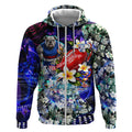 Personalized Western Bulldogs Football Zip Hoodie Tropical Hibiscus Flowers - Pacific Fusion Style