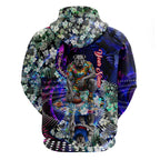 Personalized Western Bulldogs Football Zip Hoodie Tropical Hibiscus Flowers - Pacific Fusion Style