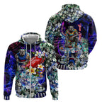 Personalized Western Bulldogs Football Zip Hoodie Tropical Hibiscus Flowers - Pacific Fusion Style