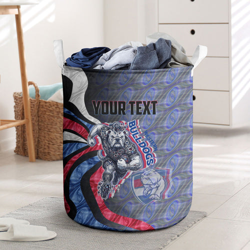 Personalised Western Bulldogs Laundry Basket Trippy Psychedelic Abstract Art Mascot Football Fans