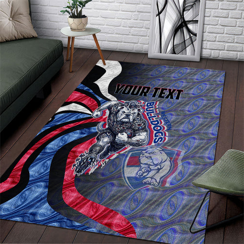 Personalised Western Bulldogs Area Rug Trippy Psychedelic Abstract Art Mascot Football Fans
