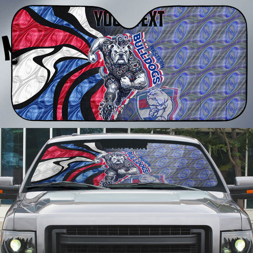 Personalised Western Bulldogs Auto Sun Shade Trippy Psychedelic Abstract Art Mascot Football Fans