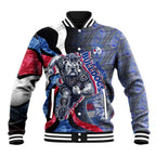 Personalised Western Bulldogs Baseball Jacket Trippy Psychedelic Abstract Art Mascot Football Fans