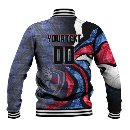 Personalised Western Bulldogs Baseball Jacket Trippy Psychedelic Abstract Art Mascot Football Fans