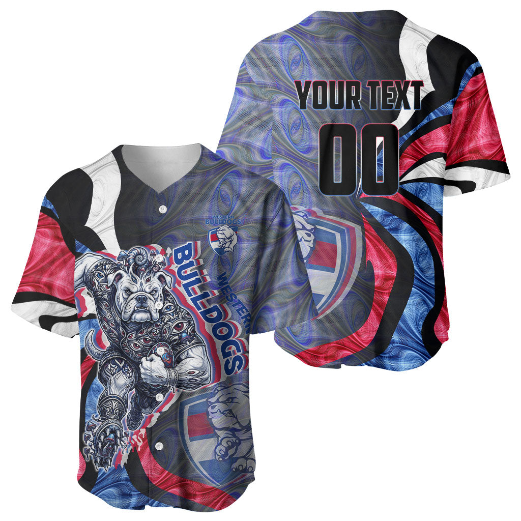 Personalised Western Bulldogs Baseball Jersey Trippy Psychedelic Abstract Art Mascot Football Fans
