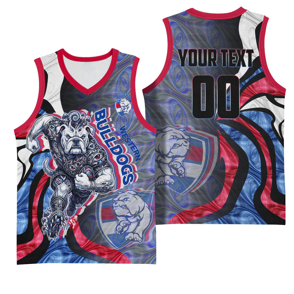 Personalised Western Bulldogs Basketball Jersey Trippy Psychedelic Abstract Art Mascot Football Fans
