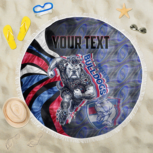 Personalised Western Bulldogs Beach Blanket Trippy Psychedelic Abstract Art Mascot Football Fans