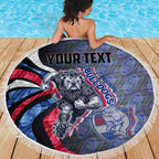 Personalised Western Bulldogs Beach Blanket Trippy Psychedelic Abstract Art Mascot Football Fans