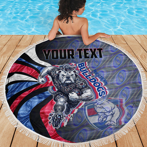 Personalised Western Bulldogs Beach Blanket Trippy Psychedelic Abstract Art Mascot Football Fans
