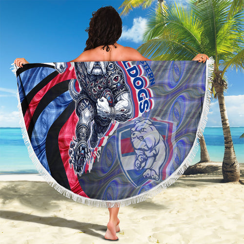 Personalised Western Bulldogs Beach Blanket Trippy Psychedelic Abstract Art Mascot Football Fans