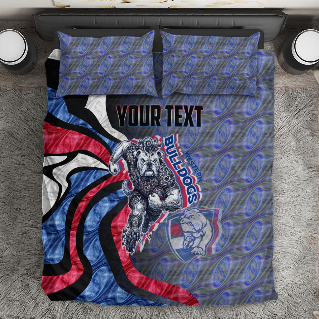 Personalised Western Bulldogs Bedding Set Trippy Psychedelic Abstract Art Mascot Football Fans