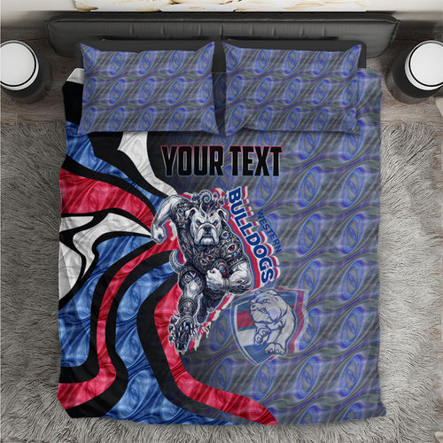 Personalised Western Bulldogs Bedding Set Trippy Psychedelic Abstract Art Mascot Football Fans