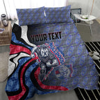 Personalised Western Bulldogs Bedding Set Trippy Psychedelic Abstract Art Mascot Football Fans