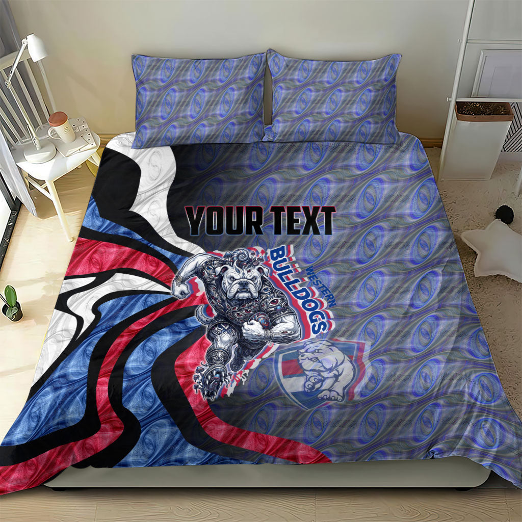 Personalised Western Bulldogs Bedding Set Trippy Psychedelic Abstract Art Mascot Football Fans
