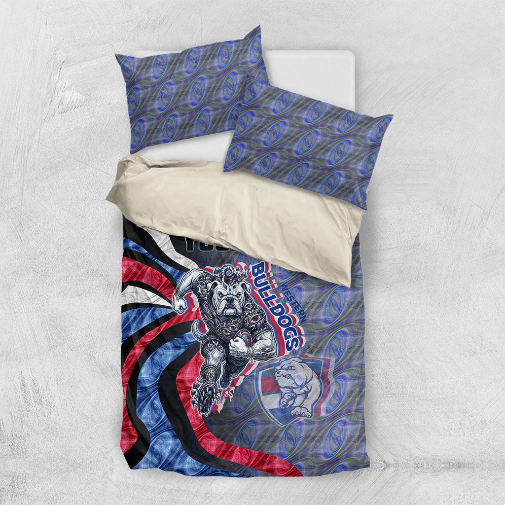 Personalised Western Bulldogs Bedding Set Trippy Psychedelic Abstract Art Mascot Football Fans