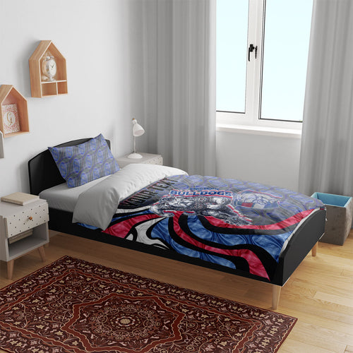 Personalised Western Bulldogs Bedding Set Trippy Psychedelic Abstract Art Mascot Football Fans