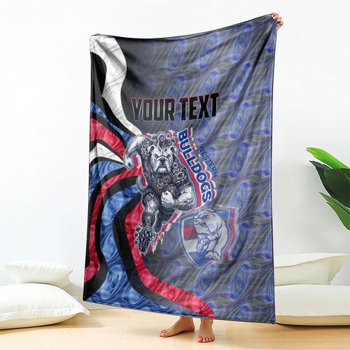 Personalised Western Bulldogs Blanket Trippy Psychedelic Abstract Art Mascot Football Fans