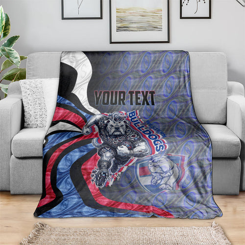 Personalised Western Bulldogs Blanket Trippy Psychedelic Abstract Art Mascot Football Fans
