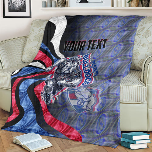Personalised Western Bulldogs Blanket Trippy Psychedelic Abstract Art Mascot Football Fans