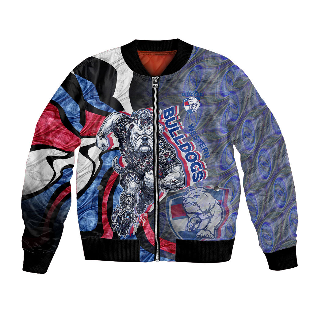 Personalised Western Bulldogs Bomber Jacket Trippy Psychedelic Abstract Art Mascot Football Fans