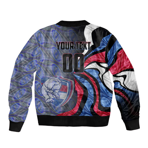 Personalised Western Bulldogs Bomber Jacket Trippy Psychedelic Abstract Art Mascot Football Fans