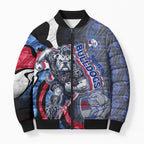 Personalised Western Bulldogs Bomber Puffer Jacket Trippy Psychedelic Abstract Art Mascot Football Fans