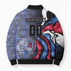 Personalised Western Bulldogs Bomber Puffer Jacket Trippy Psychedelic Abstract Art Mascot Football Fans