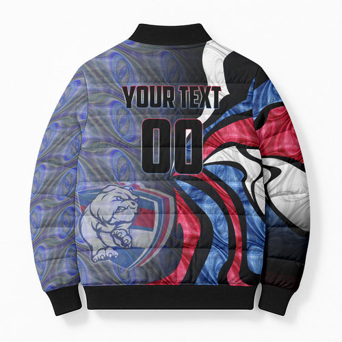 Personalised Western Bulldogs Bomber Puffer Jacket Trippy Psychedelic Abstract Art Mascot Football Fans
