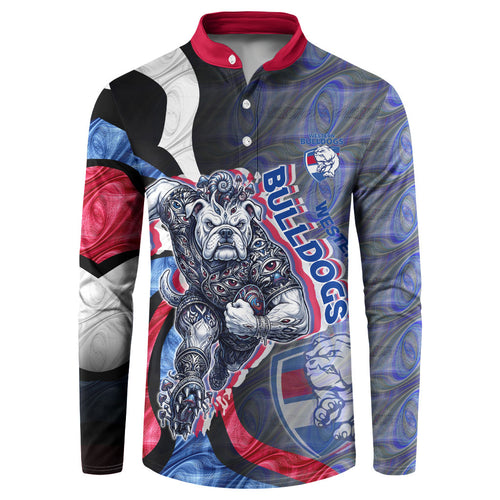 Personalised Western Bulldogs Button Sweatshirt Trippy Psychedelic Abstract Art Mascot Football Fans