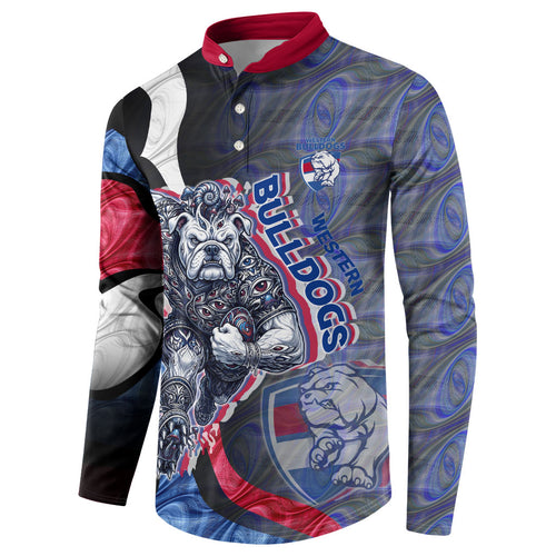 Personalised Western Bulldogs Button Sweatshirt Trippy Psychedelic Abstract Art Mascot Football Fans
