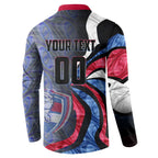 Personalised Western Bulldogs Button Sweatshirt Trippy Psychedelic Abstract Art Mascot Football Fans