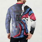 Personalised Western Bulldogs Button Sweatshirt Trippy Psychedelic Abstract Art Mascot Football Fans