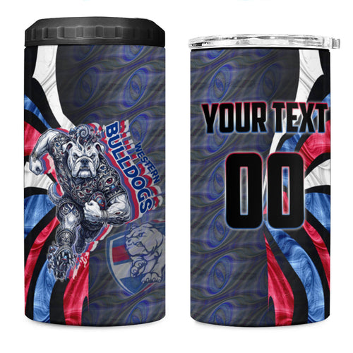 Personalised Western Bulldogs 4 in 1 Can Cooler Tumbler Trippy Psychedelic Abstract Art Mascot Football Fans