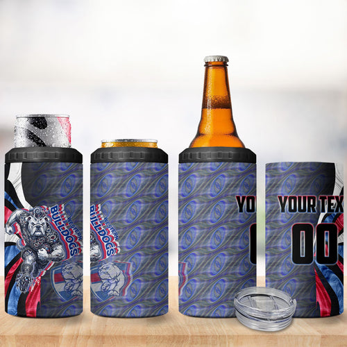 Personalised Western Bulldogs 4 in 1 Can Cooler Tumbler Trippy Psychedelic Abstract Art Mascot Football Fans