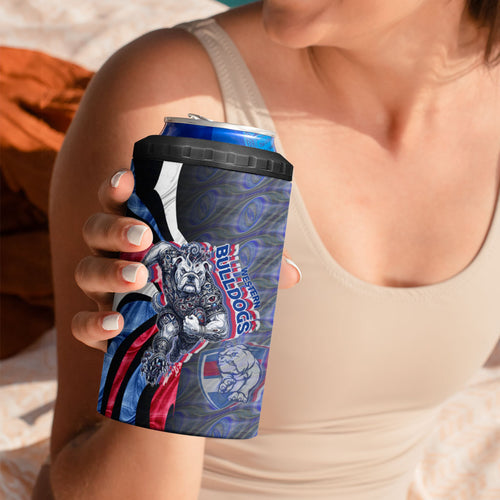 Personalised Western Bulldogs 4 in 1 Can Cooler Tumbler Trippy Psychedelic Abstract Art Mascot Football Fans