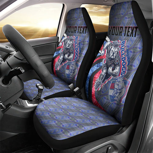 Personalised Western Bulldogs Car Seat Cover Trippy Psychedelic Abstract Art Mascot Football Fans