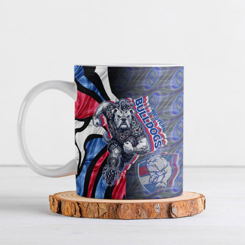 Personalised Western Bulldogs Ceramic Mug Trippy Psychedelic Abstract Art Mascot Football Fans