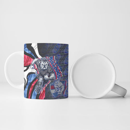Personalised Western Bulldogs Ceramic Mug Trippy Psychedelic Abstract Art Mascot Football Fans