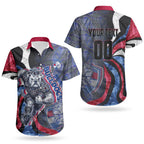 Personalised Western Bulldogs Couples Matching Off The Shoulder Long Sleeve Dress and Hawaiian Shirt Trippy Psychedelic Abstract Art Mascot Football Fans