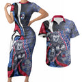 Personalised Western Bulldogs Couples Matching Short Sleeve Bodycon Dress and Hawaiian Shirt Trippy Psychedelic Abstract Art Mascot Football Fans