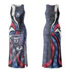 Personalised Western Bulldogs Couples Matching Tank Maxi Dress and Long Sleeve Button Shirt Trippy Psychedelic Abstract Art Mascot Football Fans