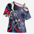 Personalised Western Bulldogs Cross Shoulder Shirt Trippy Psychedelic Abstract Art Mascot Football Fans