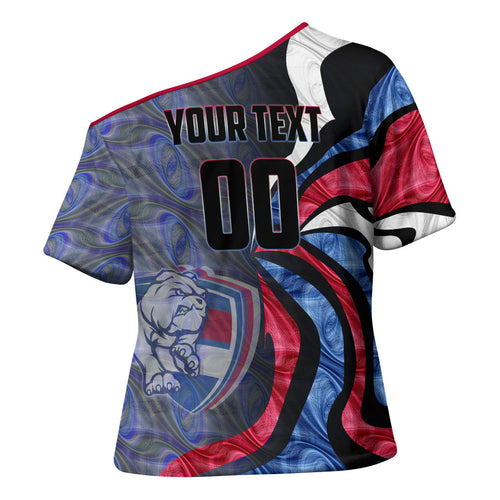 Personalised Western Bulldogs Cross Shoulder Shirt Trippy Psychedelic Abstract Art Mascot Football Fans