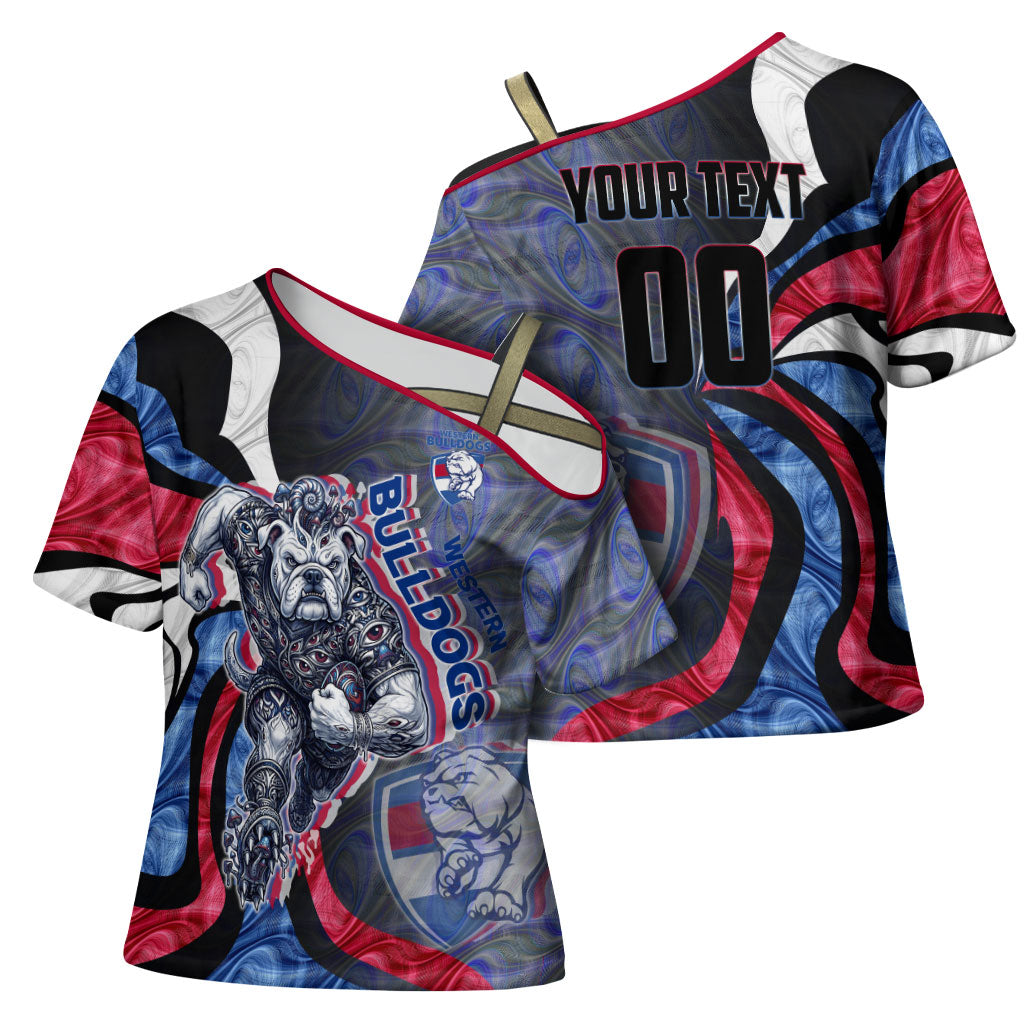 Personalised Western Bulldogs Cross Shoulder Shirt Trippy Psychedelic Abstract Art Mascot Football Fans