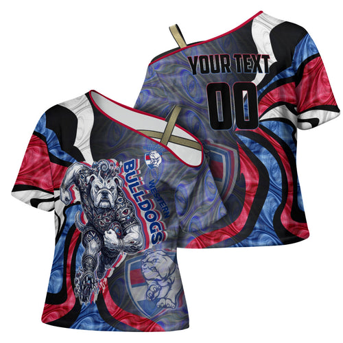 Personalised Western Bulldogs Cross Shoulder Shirt Trippy Psychedelic Abstract Art Mascot Football Fans