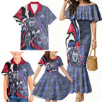 Personalised Western Bulldogs Family Matching Mermaid Dress and Hawaiian Shirt Trippy Psychedelic Abstract Art Mascot Football Fans