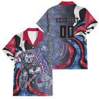 Personalised Western Bulldogs Family Matching Mermaid Dress and Hawaiian Shirt Trippy Psychedelic Abstract Art Mascot Football Fans