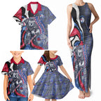 Personalised Western Bulldogs Family Matching Tank Maxi Dress and Hawaiian Shirt Trippy Psychedelic Abstract Art Mascot Football Fans