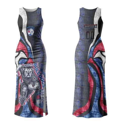 Personalised Western Bulldogs Family Matching Tank Maxi Dress and Hawaiian Shirt Trippy Psychedelic Abstract Art Mascot Football Fans